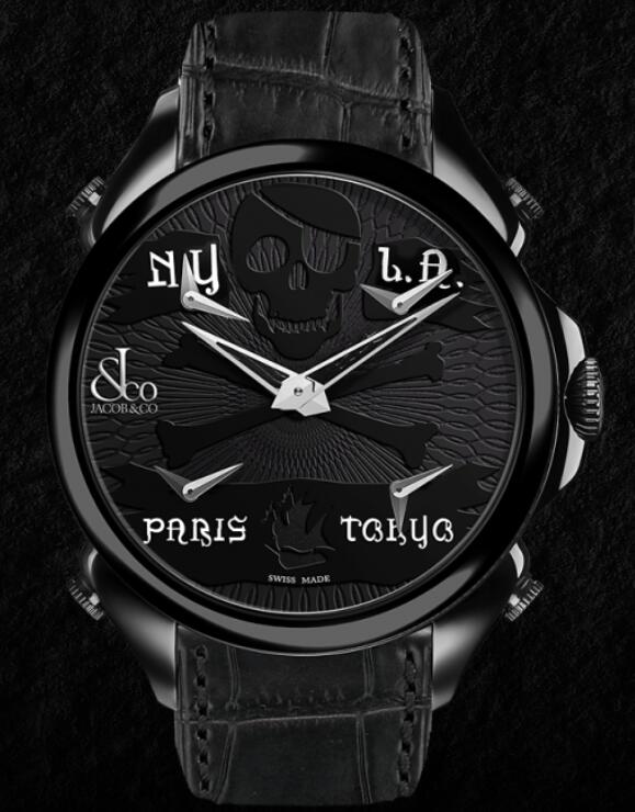 Jacob & Co PALATIAL FIVE TIME ZONE PIRATE BLACK PVD PZ500.11.NS.NP.A Replica watch